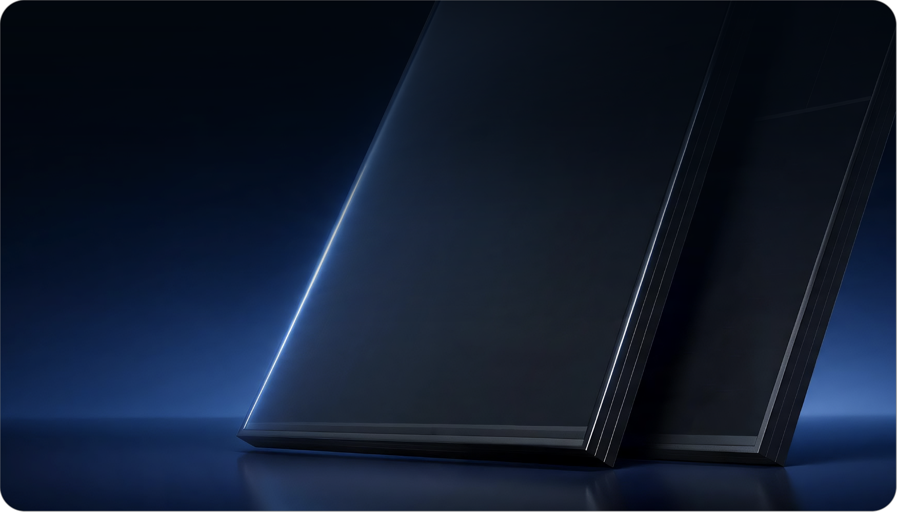 All-black solar module seen at an angle