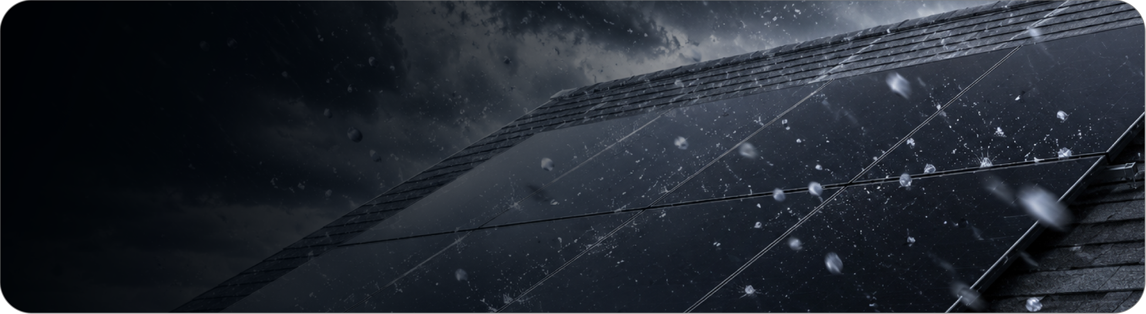 Solar module surface under falling snow and water droplets