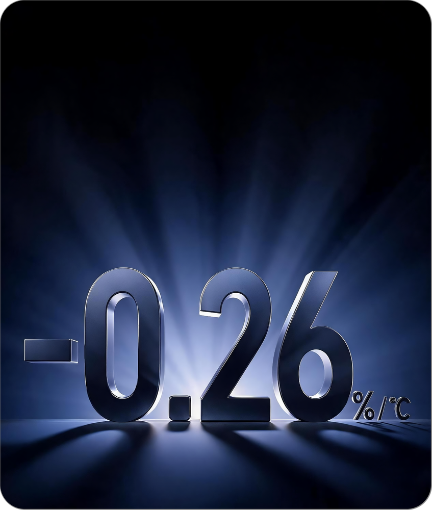 Temperature coefficient: -0.26 %/°C